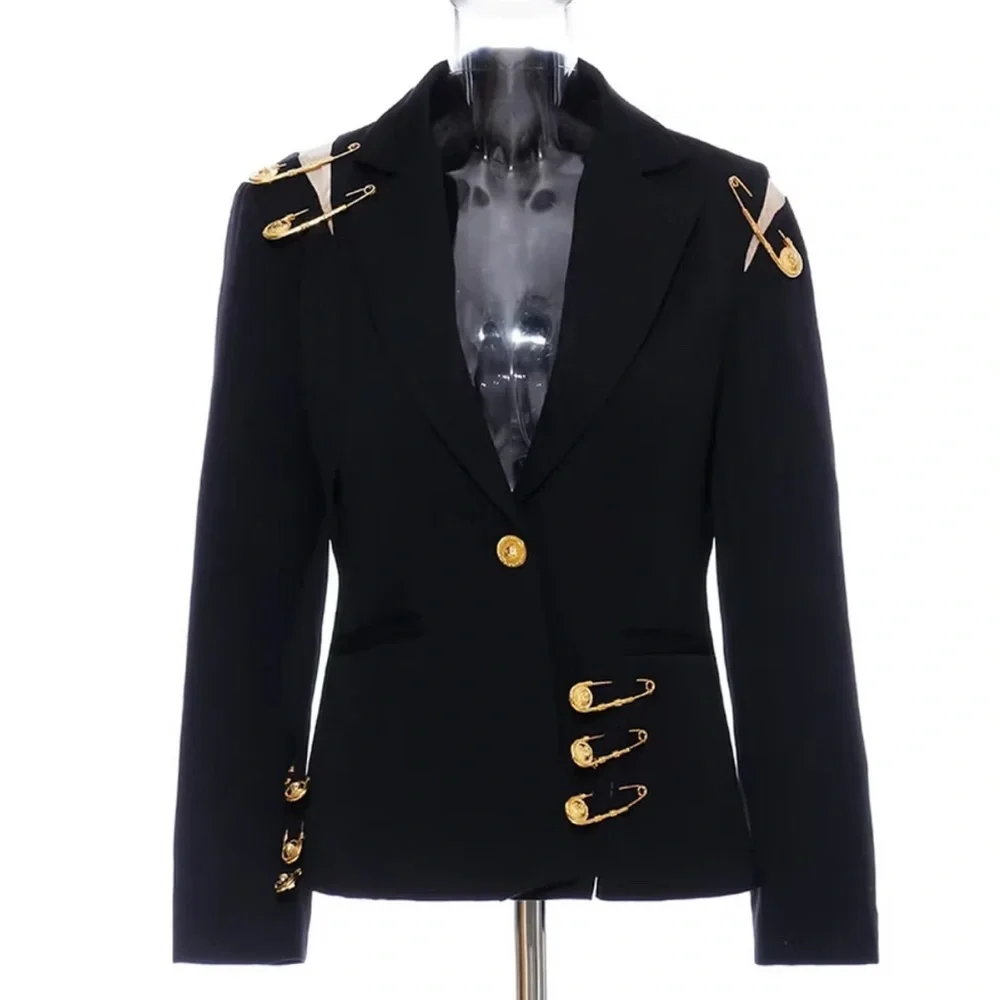Black Blazer with Gold Accents - Picture 5 of 10